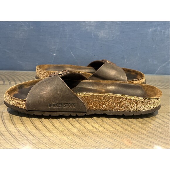 Birkenstock Madrid Womens Slide Sandal Size 8 US 39 Single Strap brown leather - Picture 5 of 10